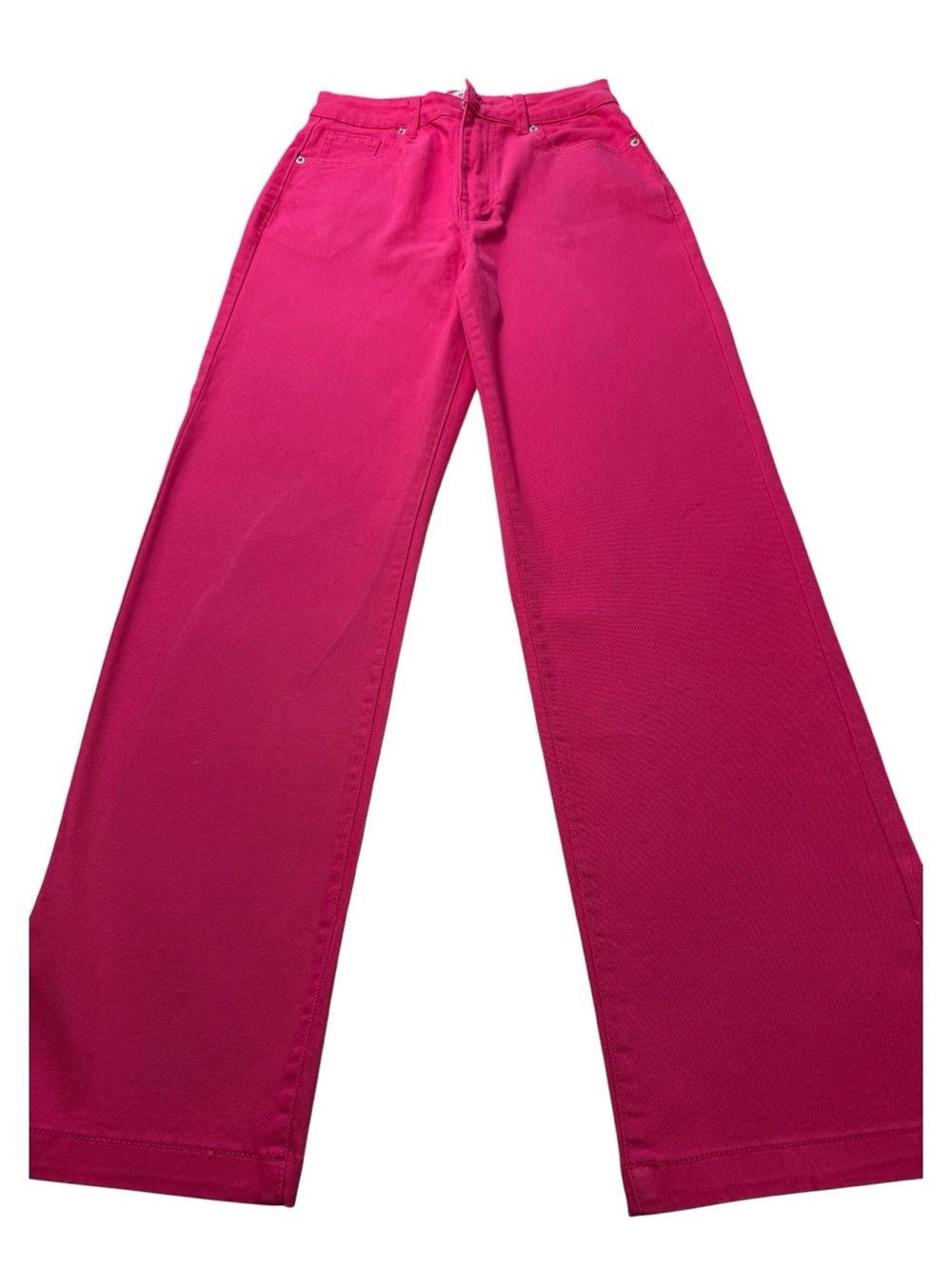 High-Rise Wide Leg Jeans in Bright Fuchsia Pink